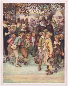 A crowd of eager and curious schoolboys